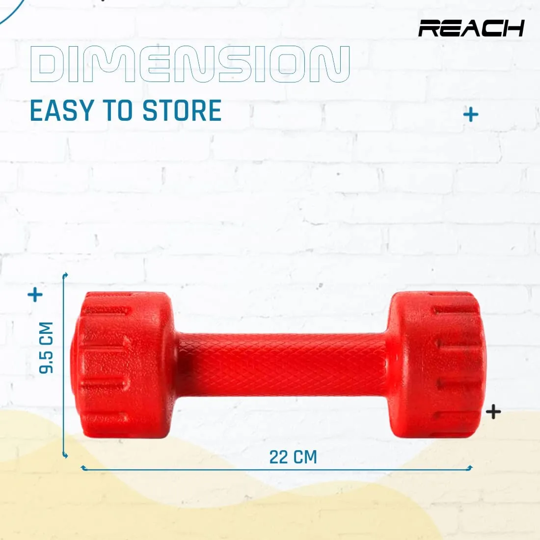 Reach PVC Dumbbell Set Weights| Pack of 2 For Strength Training Home Gym Fitness & Full Body Workout | Easy Grip & Anti- slip Dumbbell for Weight loss (2kg, Red)