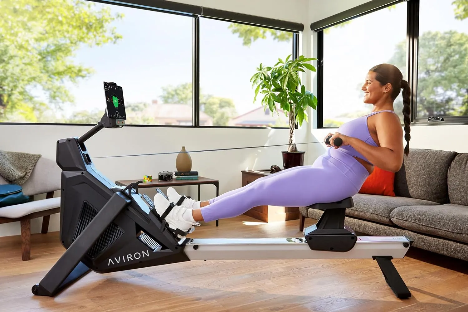 Rowing Machine with iPad Integration, Dual Air & Magnetic Resistance Up to 100 lbs