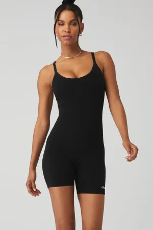 Seamless Ribbed Mellow Onesie - Black