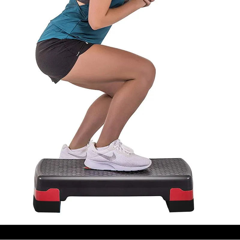 Shopeleven Adjustable Aerobic Exercise Stepper, Non-Slip Textured Surface for Workout, Fitness Step Platform - Red