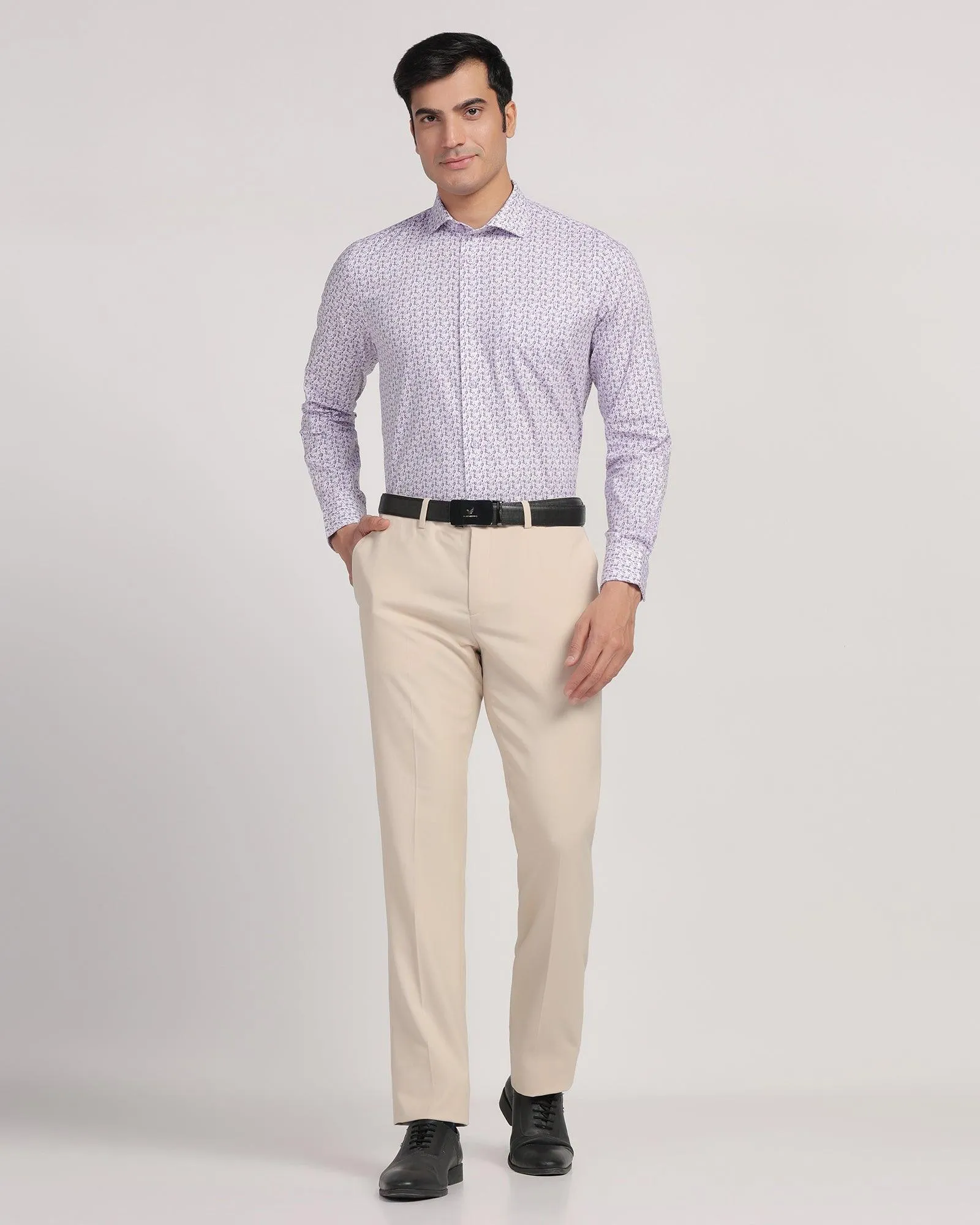 Slim Comfort B-95 Formal Beige Textured Trouser - Passion