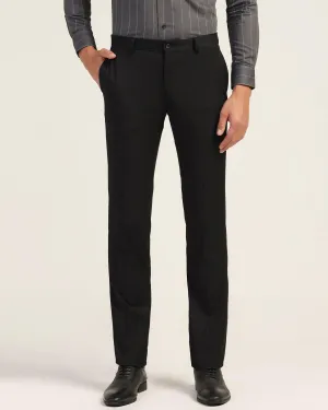 Slim Fit B-91 Formal Black Solid Trouser - Black