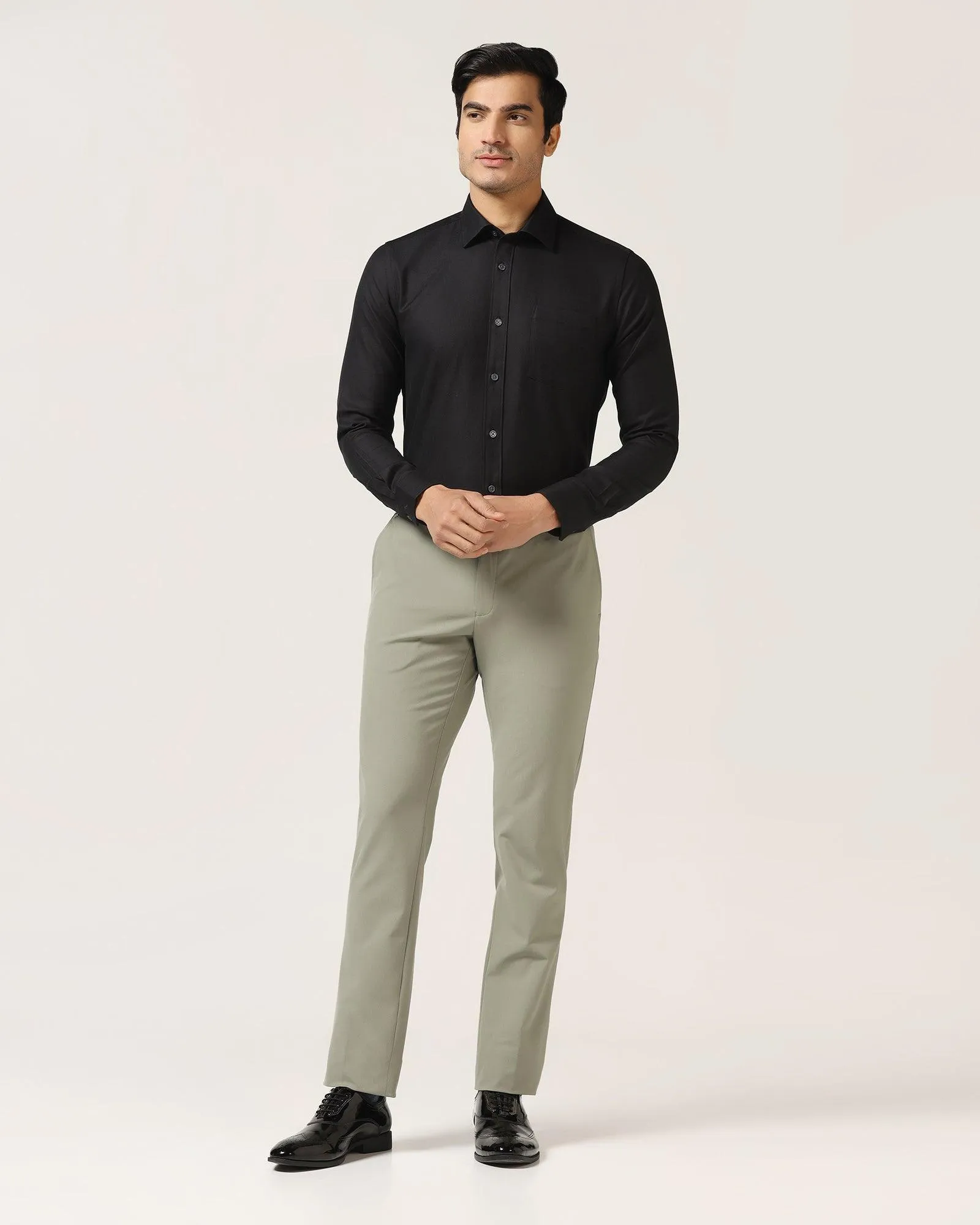 Slim Fit B-91 Formal Olive Solid Trouser - Davidson