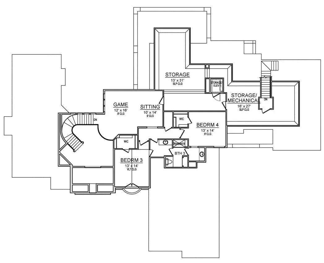 Spacious 4-Bedroom Home Plan with 4,416 sq ft and Versatile Living Spaces