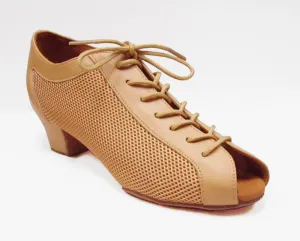 Stephanie Dance Shoes, 11006-51, Tan Leather-Sport Mesh, 1.5” Cuban Heel