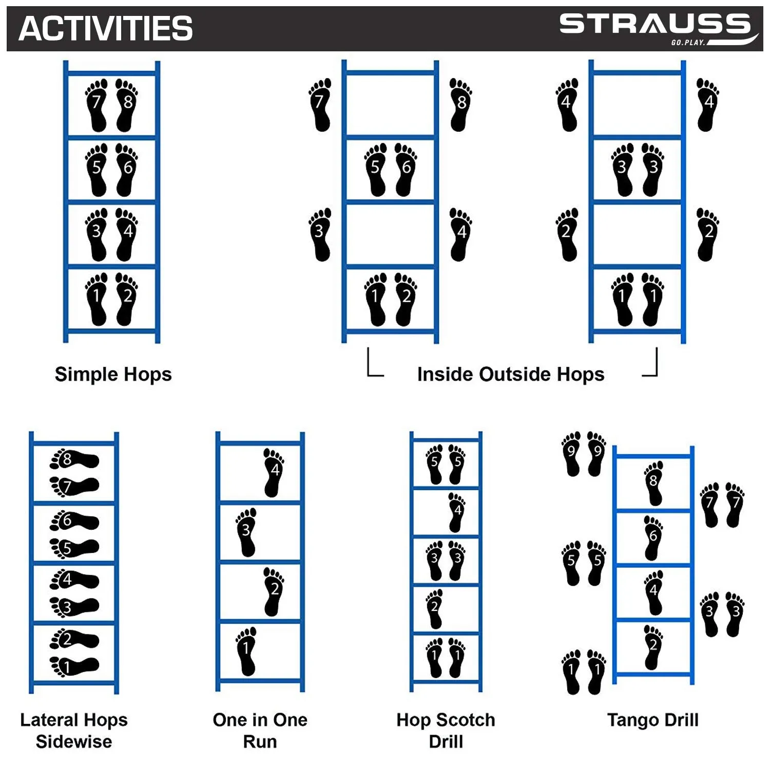 Strauss Adjustable Agility Ladder, (Red)