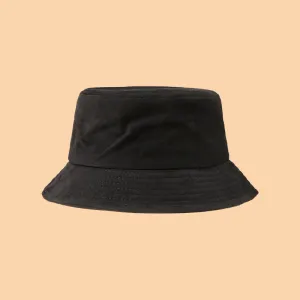 Stylish Black Cotton Bucket Hat - Funky Woven Design for Spring and Summer - Soft, Breathable, and Comfortable Headwear for Outdoor Activities