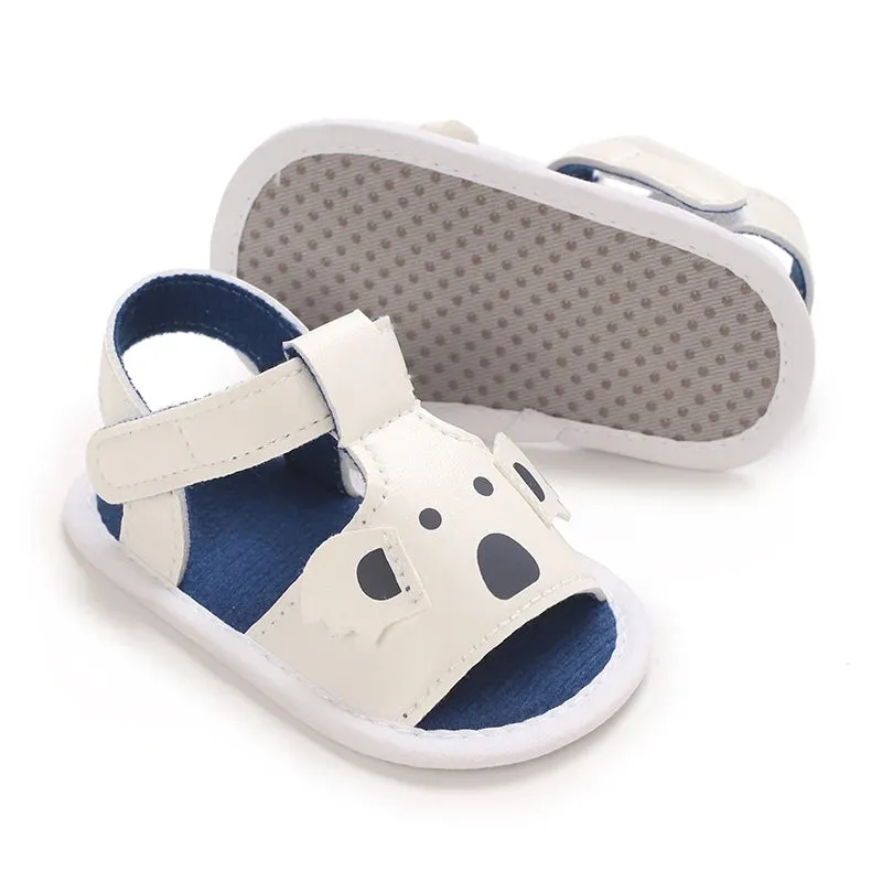 Summer Cute Cartoon Baby Sandals Boys and Girls Shoes Flat PU Cloth Sole Baby Shoes First Step Outdoor Beach Sandals 0-18M