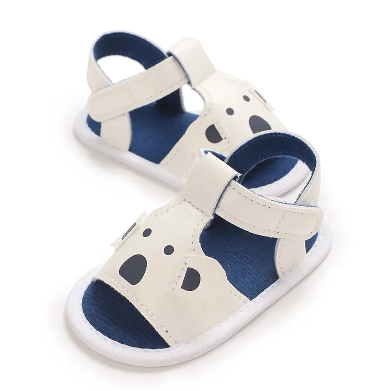 Summer Cute Cartoon Baby Sandals Boys and Girls Shoes Flat PU Cloth Sole Baby Shoes First Step Outdoor Beach Sandals 0-18M