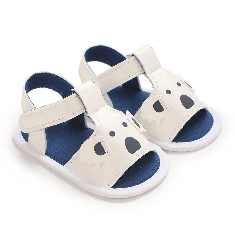 Summer Cute Cartoon Baby Sandals Boys and Girls Shoes Flat PU Cloth Sole Baby Shoes First Step Outdoor Beach Sandals 0-18M