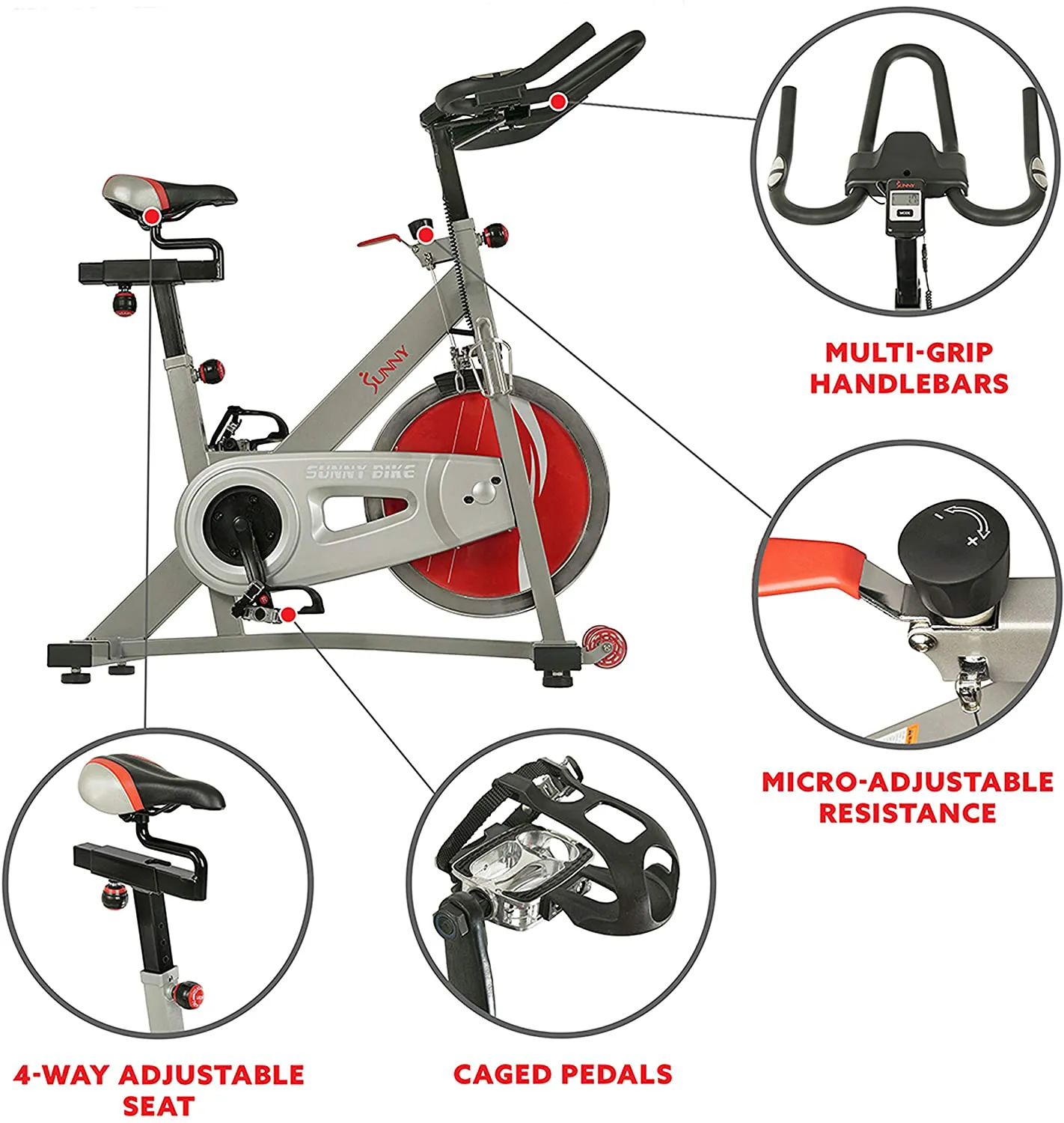 Sunny Health & Fitness Indoor Cycling Bike with 40 LB Flywheel and Dual Felt Resistance - Pro / Pro II