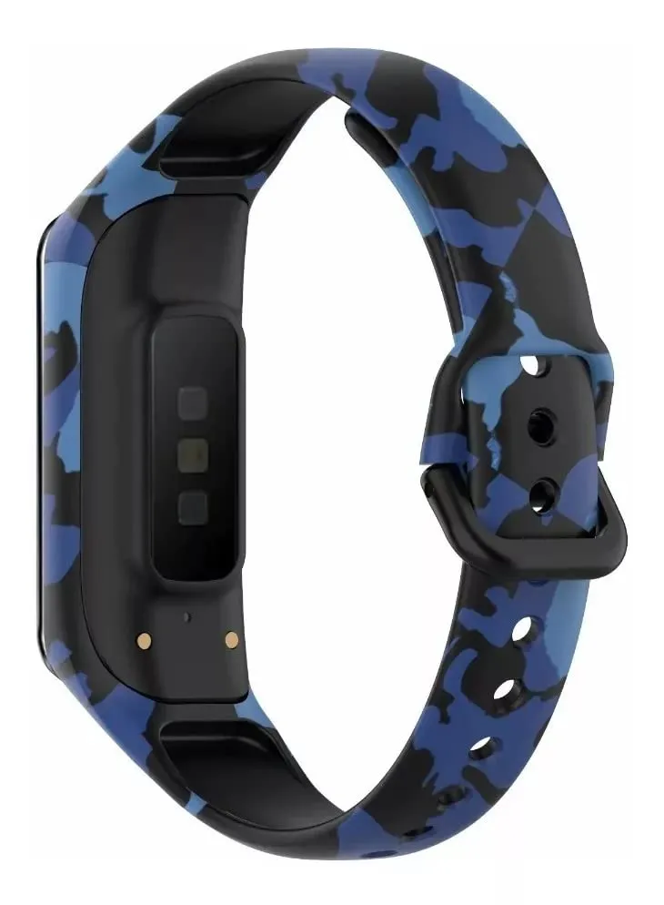 TECHONTO Soft Silicone Watch Band with Secure Buckle Compatible for Samsung Galaxy Fit E Fitness Watch(R375)[Not For Any Other Models] (Army Blue)