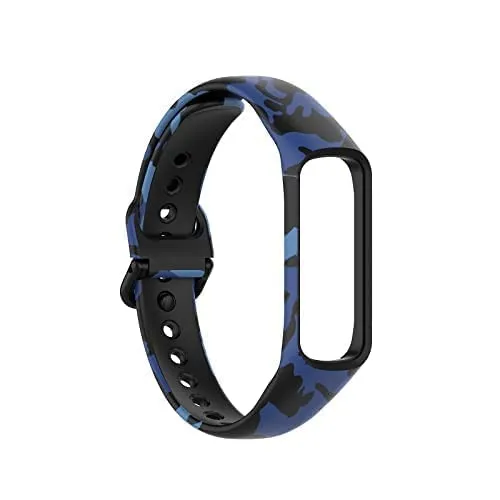 TECHONTO Soft Silicone Watch Band with Secure Buckle Compatible for Samsung Galaxy Fit E Fitness Watch(R375)[Not For Any Other Models] (Army Blue)