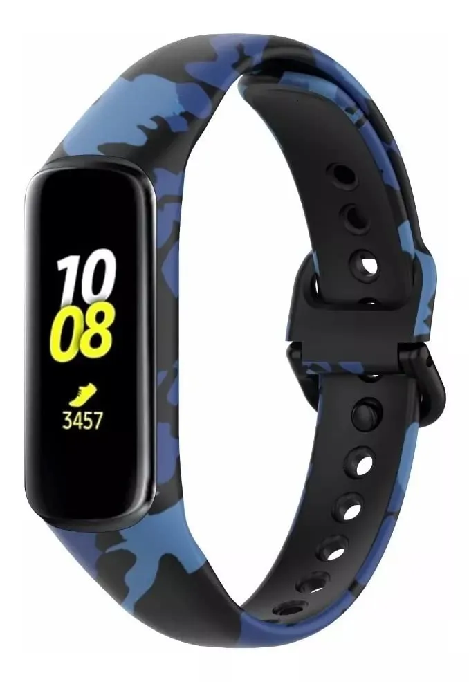 TECHONTO Soft Silicone Watch Band with Secure Buckle Compatible for Samsung Galaxy Fit E Fitness Watch(R375)[Not For Any Other Models] (Army Blue)