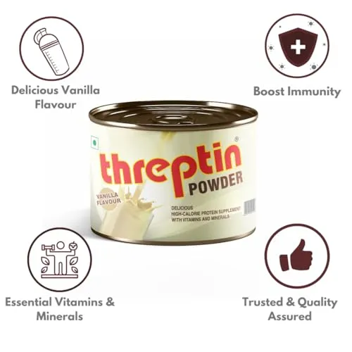 Threptin Protein Micromix - 200g, Vanilla Flavor | Casein Protein enriched with 18 Vital Vitamins-Minerals, Antioxidants| Supports Recovery, Underweight and Overall Health