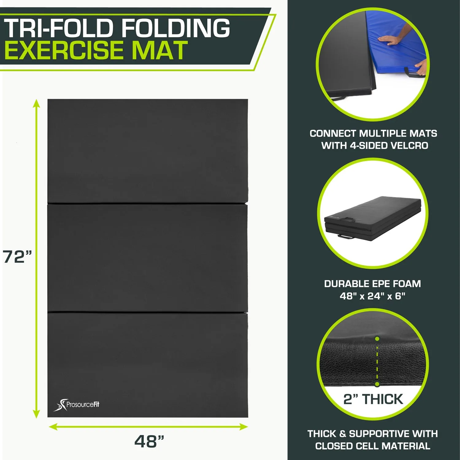 Tri-Fold Folding Exercise Mat 6x4x2