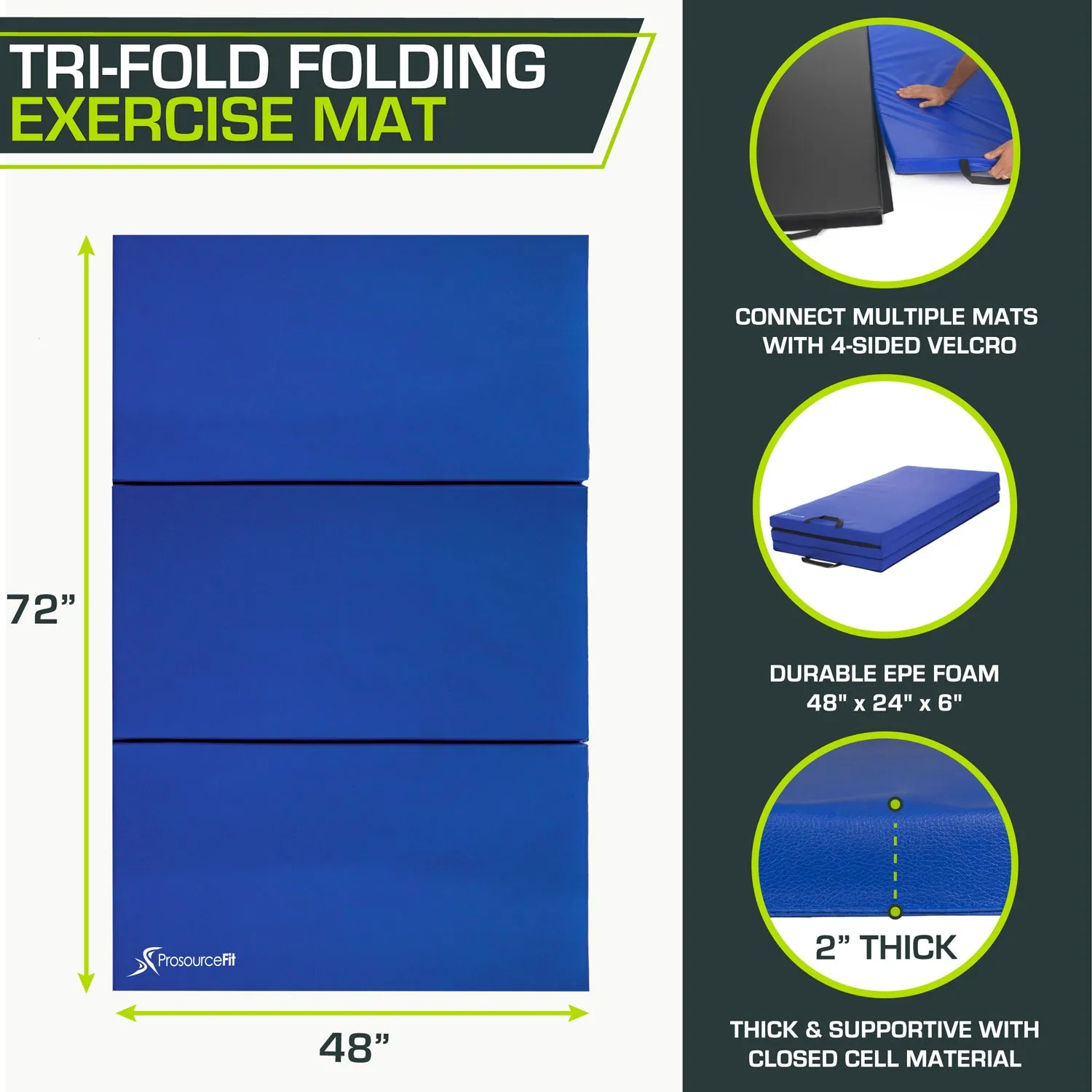 Tri-Fold Folding Exercise Mat 6x4x2