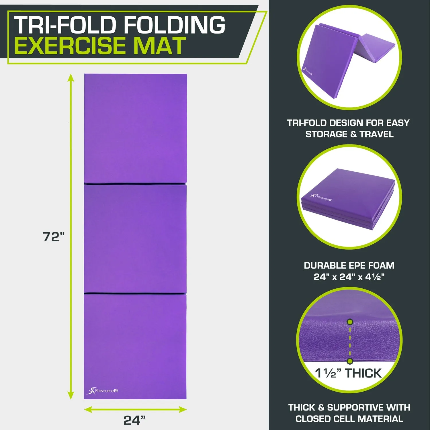 Tri-Fold Folding Exercise Mat