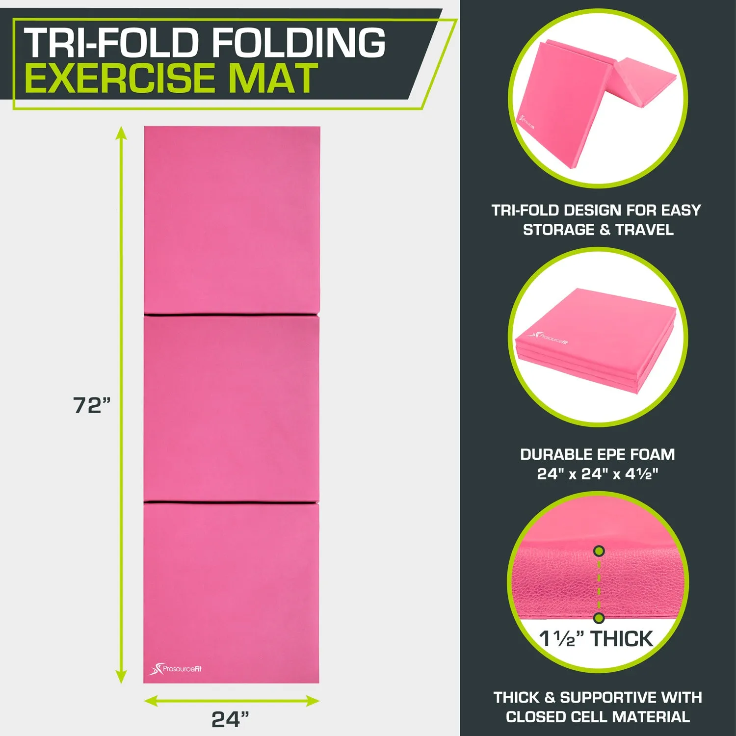 Tri-Fold Folding Exercise Mat