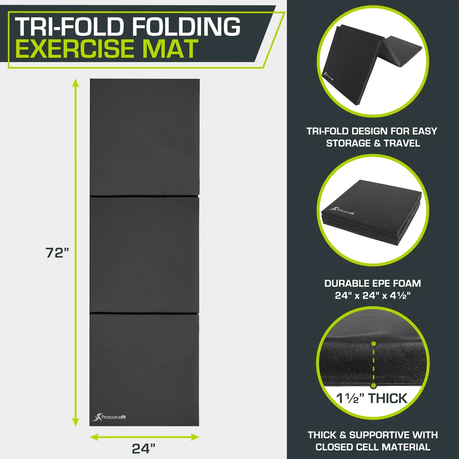 Tri-Fold Folding Exercise Mat