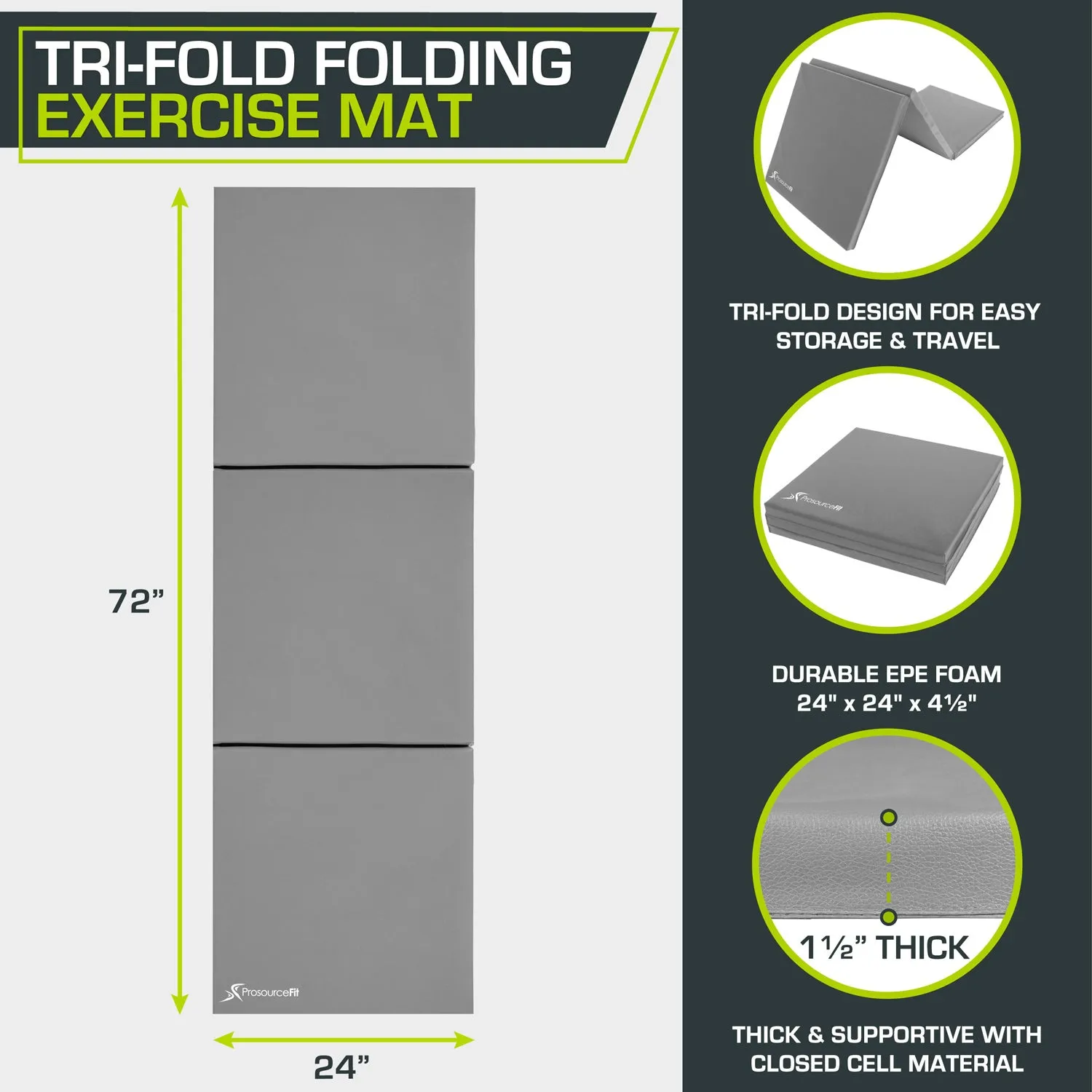 Tri-Fold Folding Exercise Mat