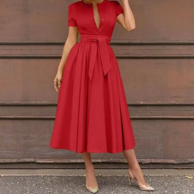 V-neck Long Sleeve Sundress