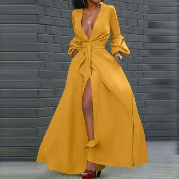 V-neck Long Sleeve Sundress