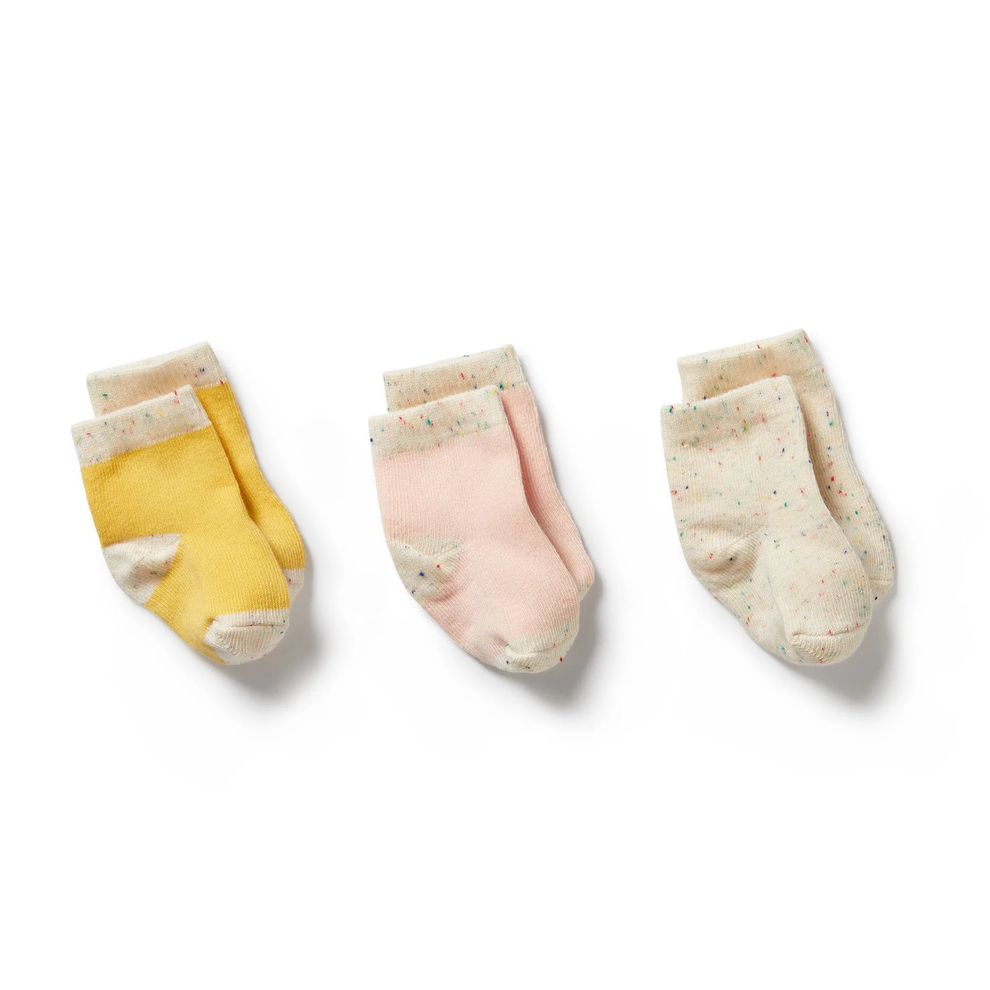 Wilson   Frenchy Organic 3 Pack Baby Socks - Dijon, Pink, Fleck