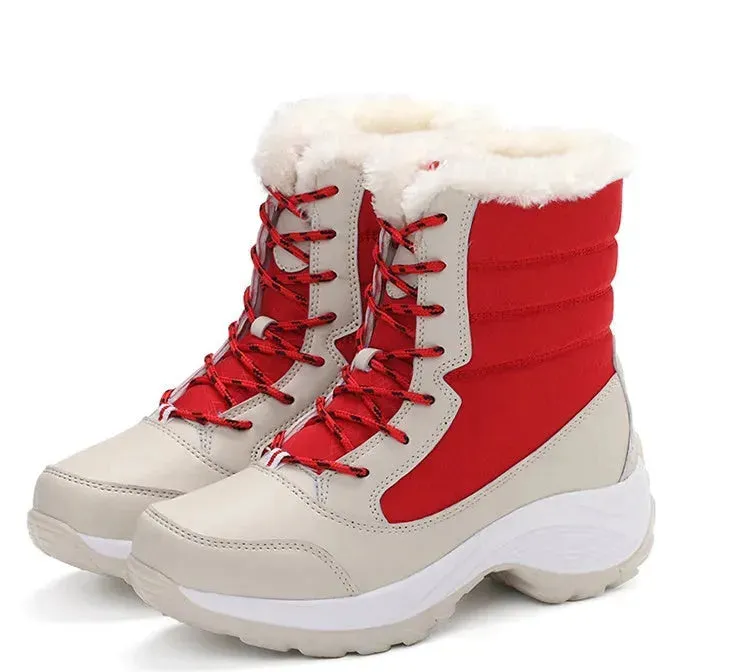 Winter Snow Boots Female High Ankle Waterproof Ladies Cotton Shoes Boots Plus Velvet Shoes