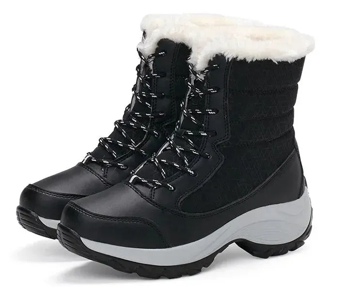 Winter Snow Boots Female High Ankle Waterproof Ladies Cotton Shoes Boots Plus Velvet Shoes