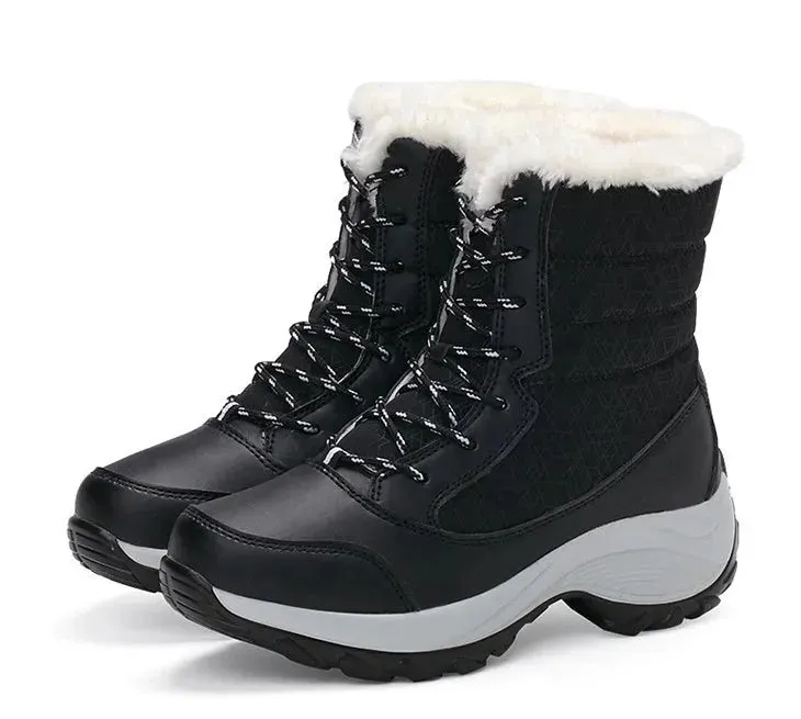 Winter Snow Boots Female High Ankle Waterproof Ladies Cotton Shoes Boots Plus Velvet Shoes