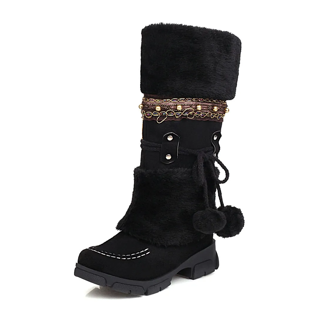 Women's Daily Outdoor Vintage Snow Boots with Chunky Heel