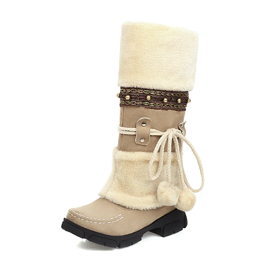 Women's Daily Outdoor Vintage Snow Boots with Chunky Heel