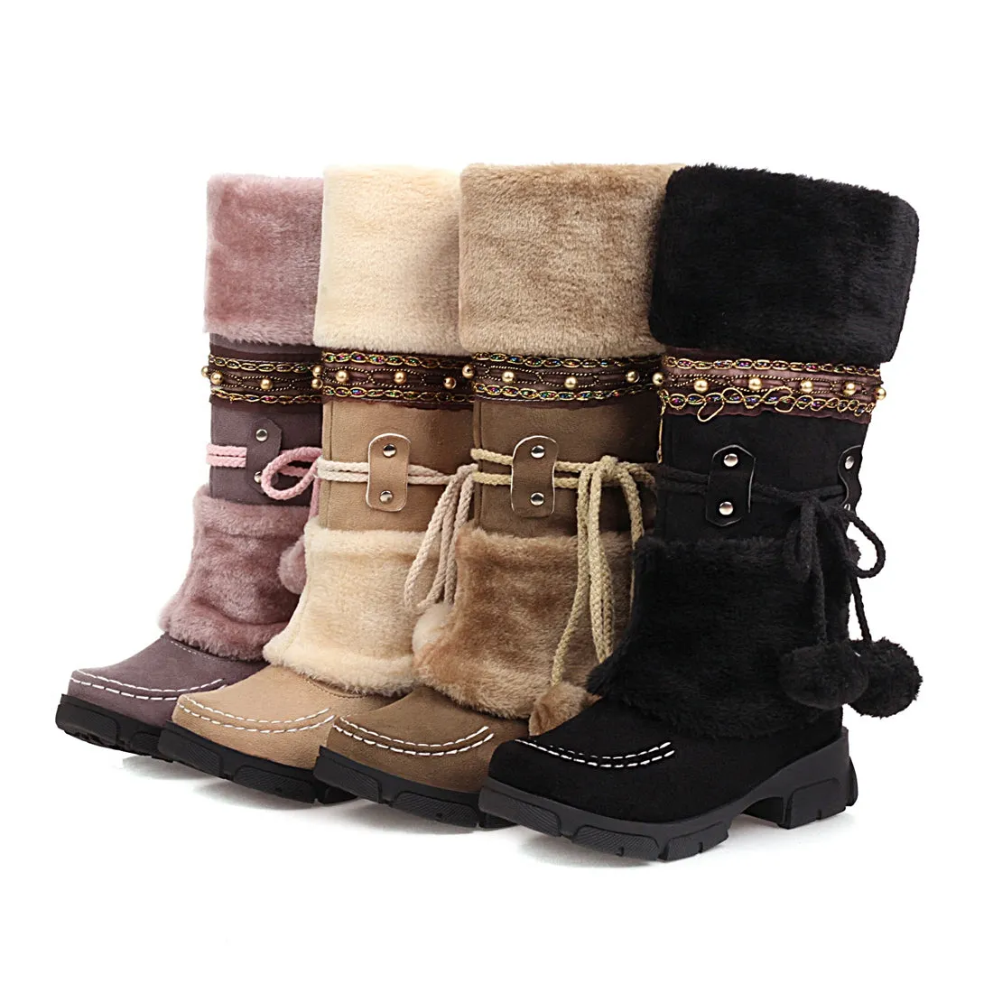 Women's Daily Outdoor Vintage Snow Boots with Chunky Heel