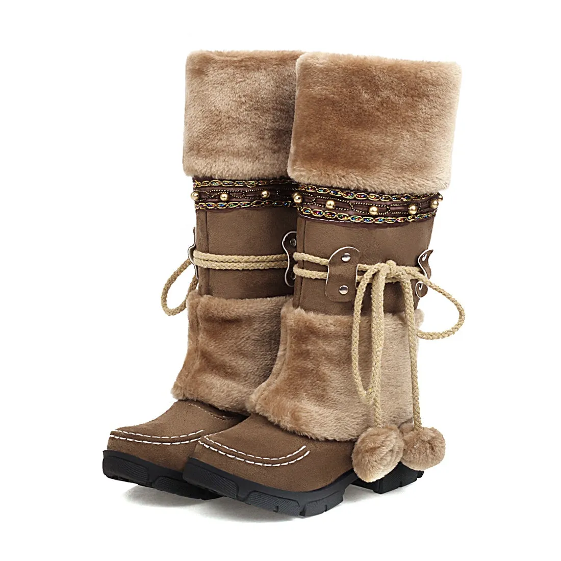 Women's Daily Outdoor Vintage Snow Boots with Chunky Heel