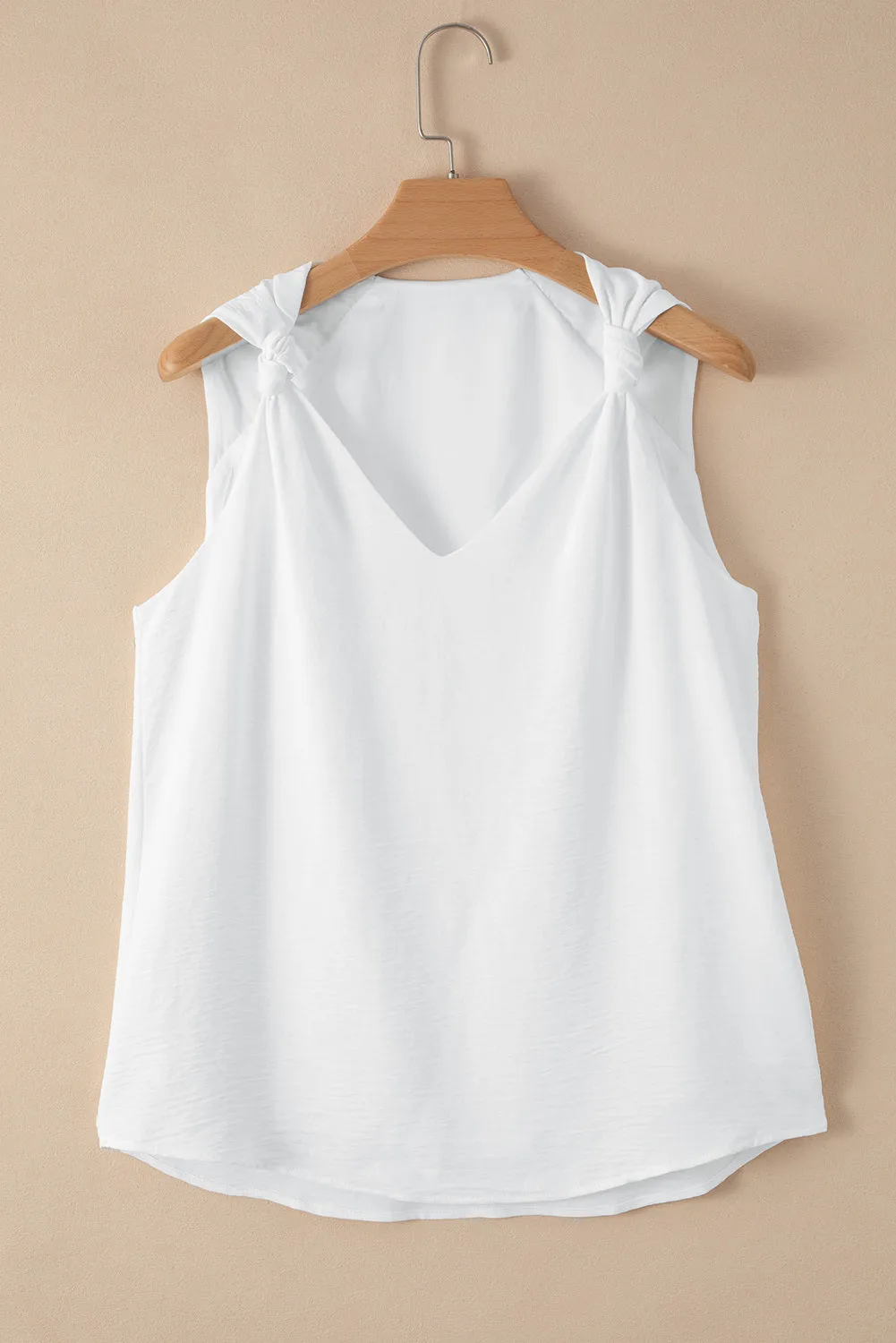 Womens Fashion Summer Tank Tops V-Neck Blouse Sleeveless Knotted Tee