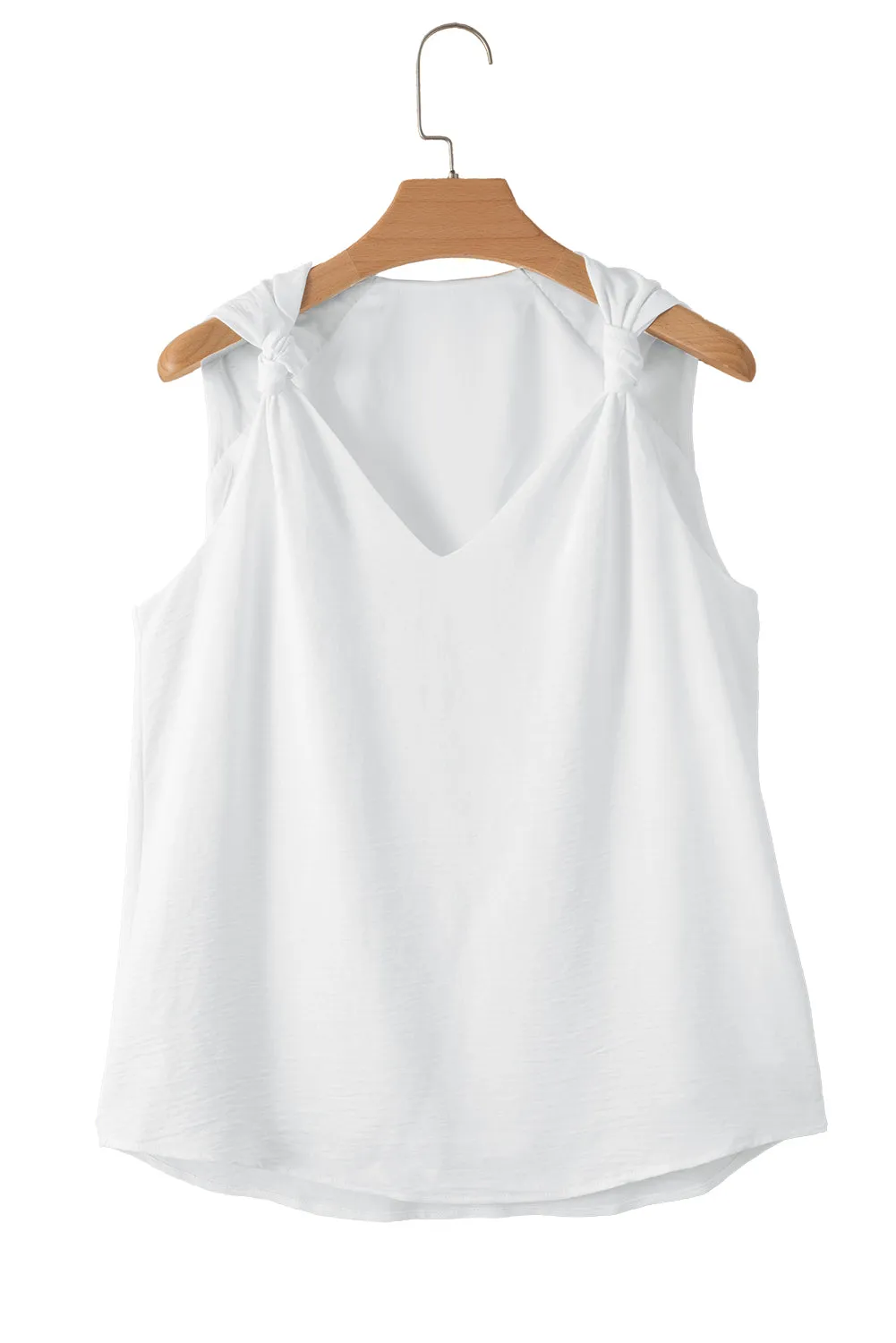 Womens Fashion Summer Tank Tops V-Neck Blouse Sleeveless Knotted Tee