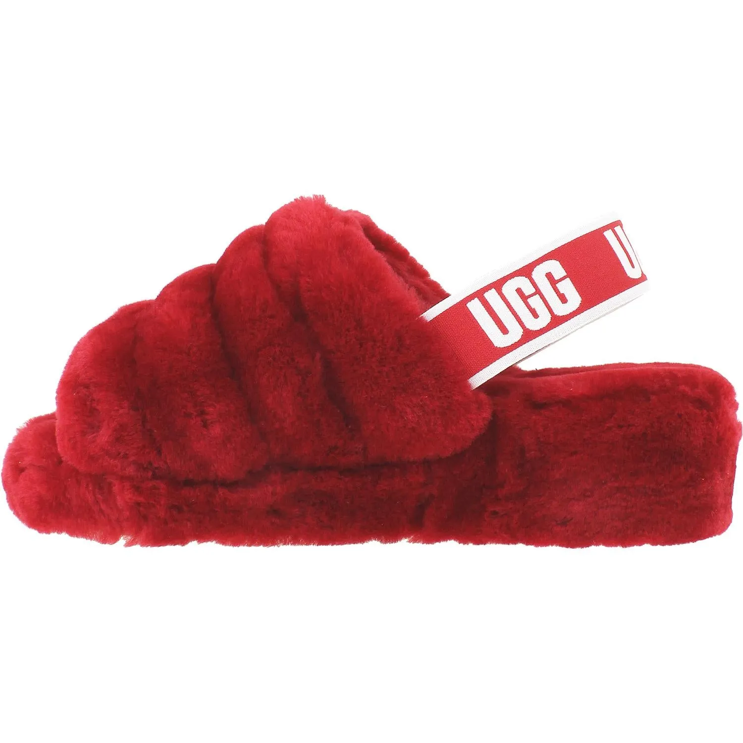 Women's UGG Fluff Yeah Slide Ribbon Red Sheepskin