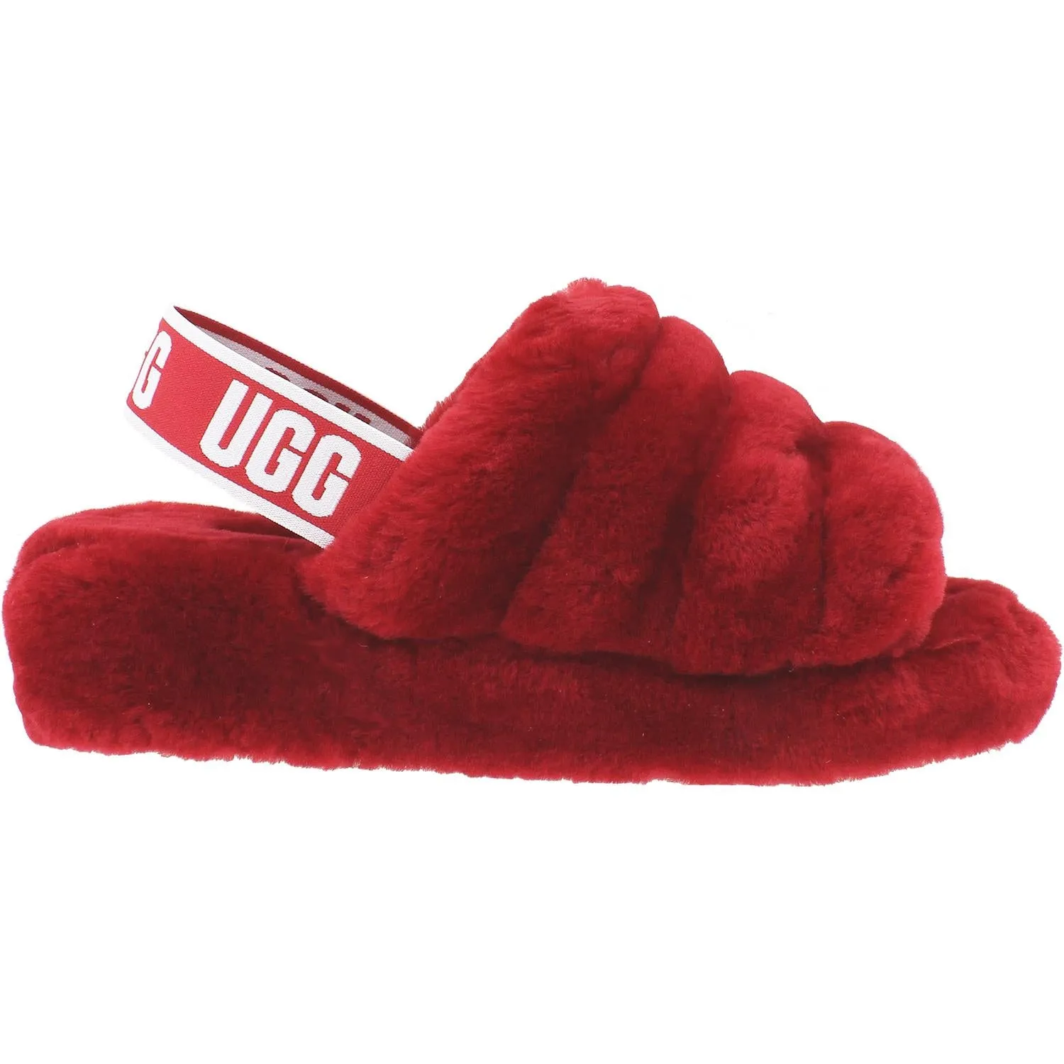 Women's UGG Fluff Yeah Slide Ribbon Red Sheepskin