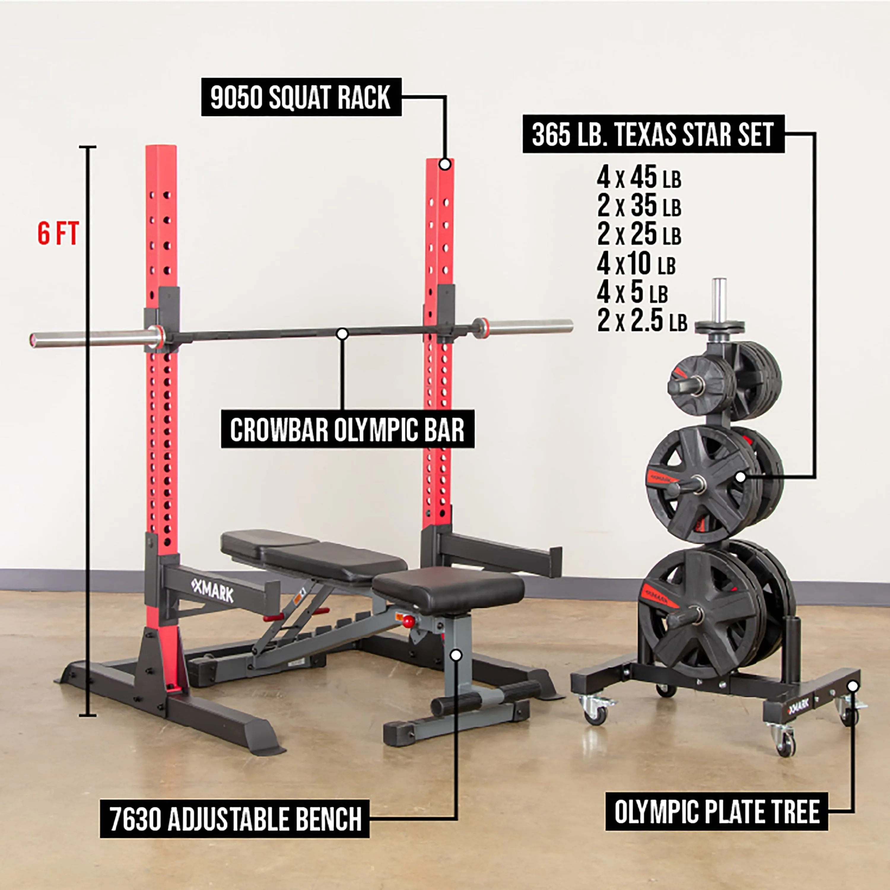 XMark Squat Rack Home Gym Package - XM-9050-OLY-PKG