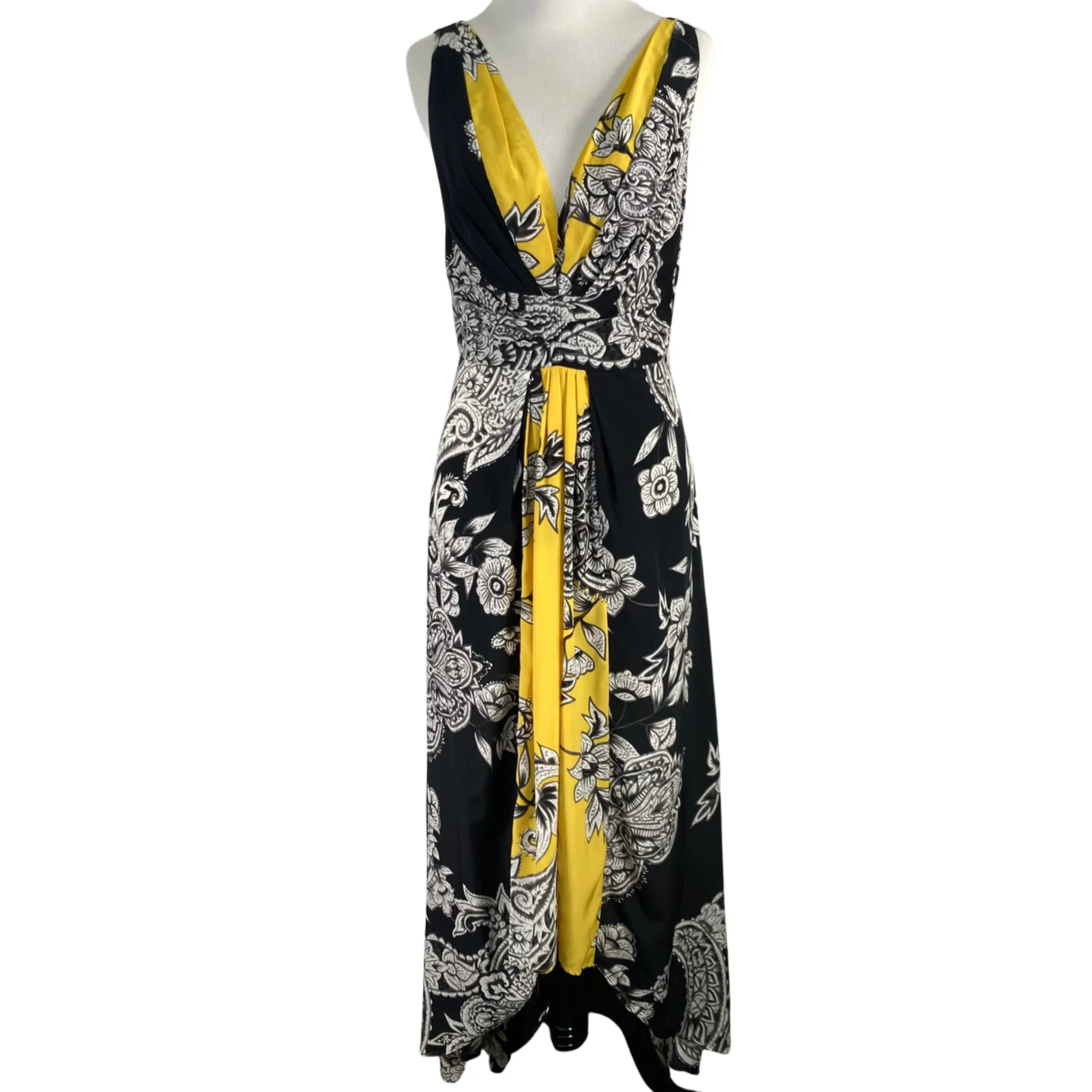 Yoana Baraschi Black and Yellow Floral Maxi Dress