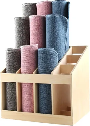 Yoga Mat Wooden Rack Stand Carpet Mat Holder Multi Purpose Storage 12 Slots By Miza